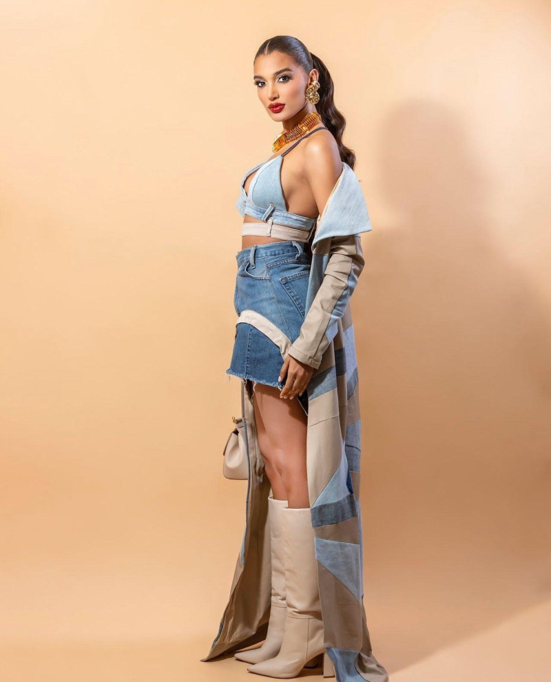 Woman posing in denim