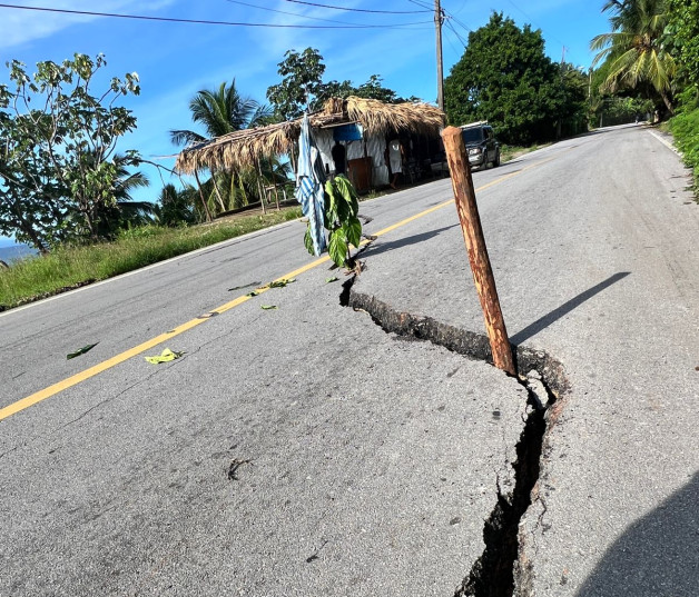 Cracked asphalt road