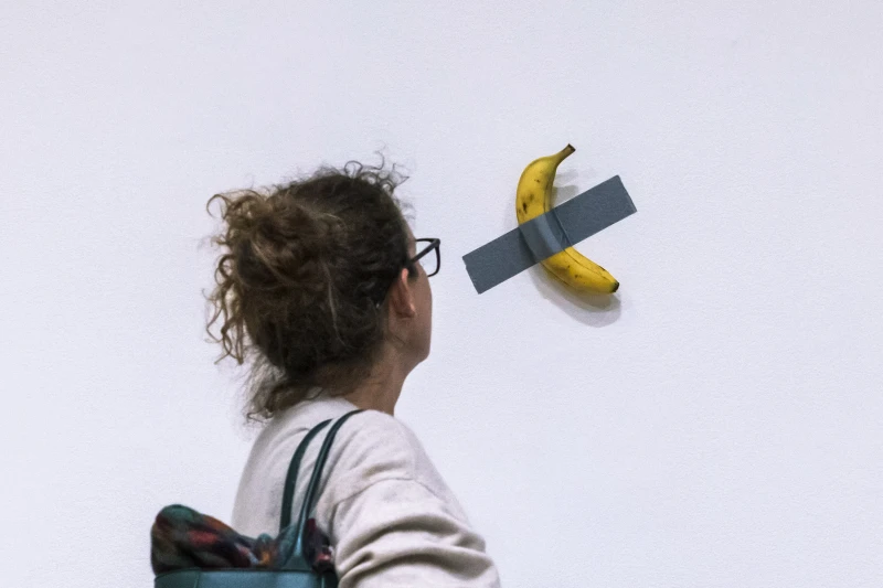 Banana taped to wall