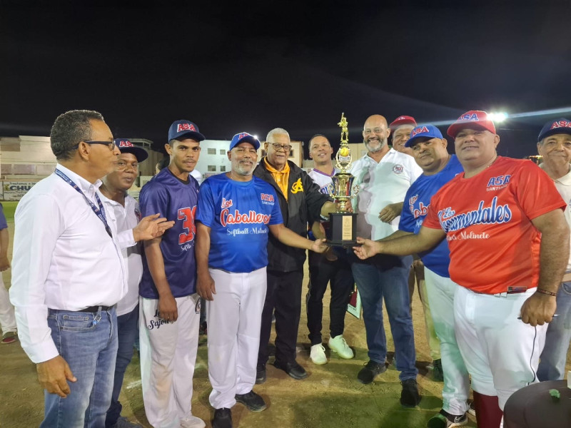 Team celebrates with championship trophy