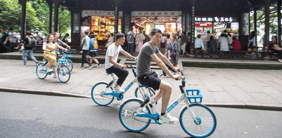 Man on rental bike