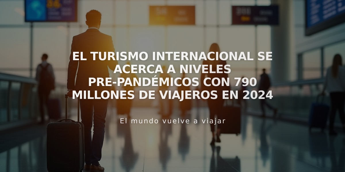 El turismo internacional se acerca a niveles pre-pandémicos con 790 millones de viajeros en 2024