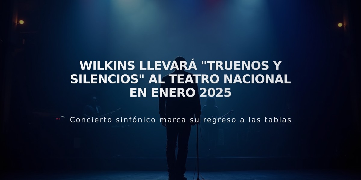 Wilkins llevará "Truenos y silencios" al Teatro Nacional en enero 2025