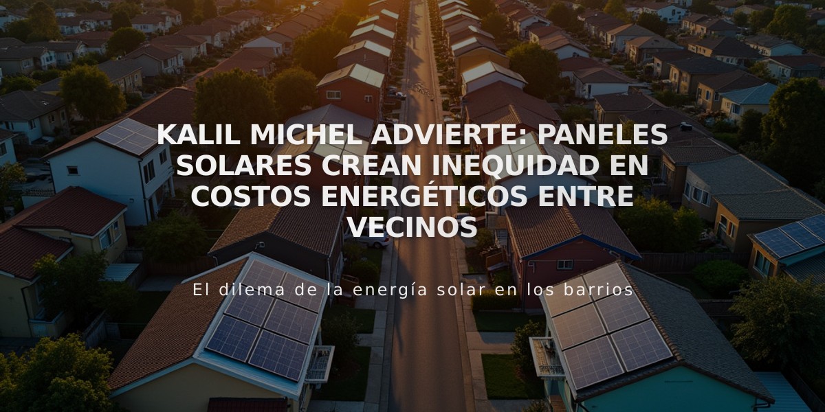 Kalil Michel advierte: Paneles solares crean inequidad en costos energéticos entre vecinos