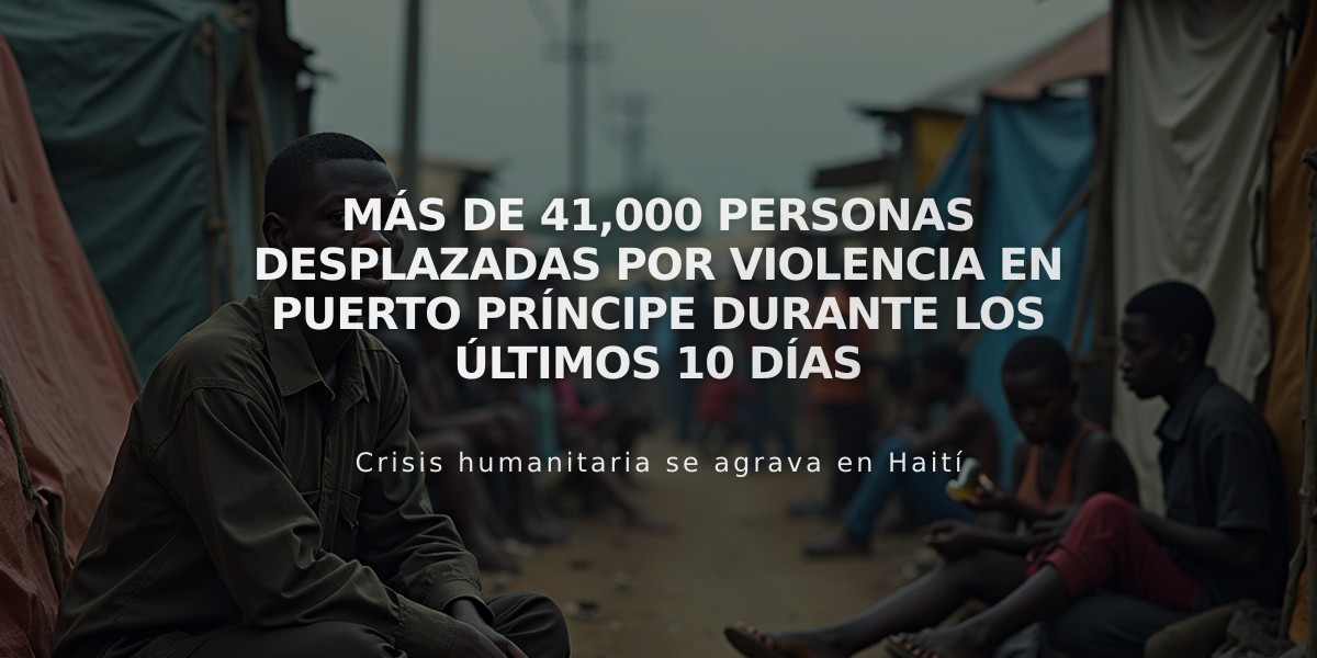 Más de 41,000 personas desplazadas por violencia en Puerto Príncipe durante los últimos 10 días