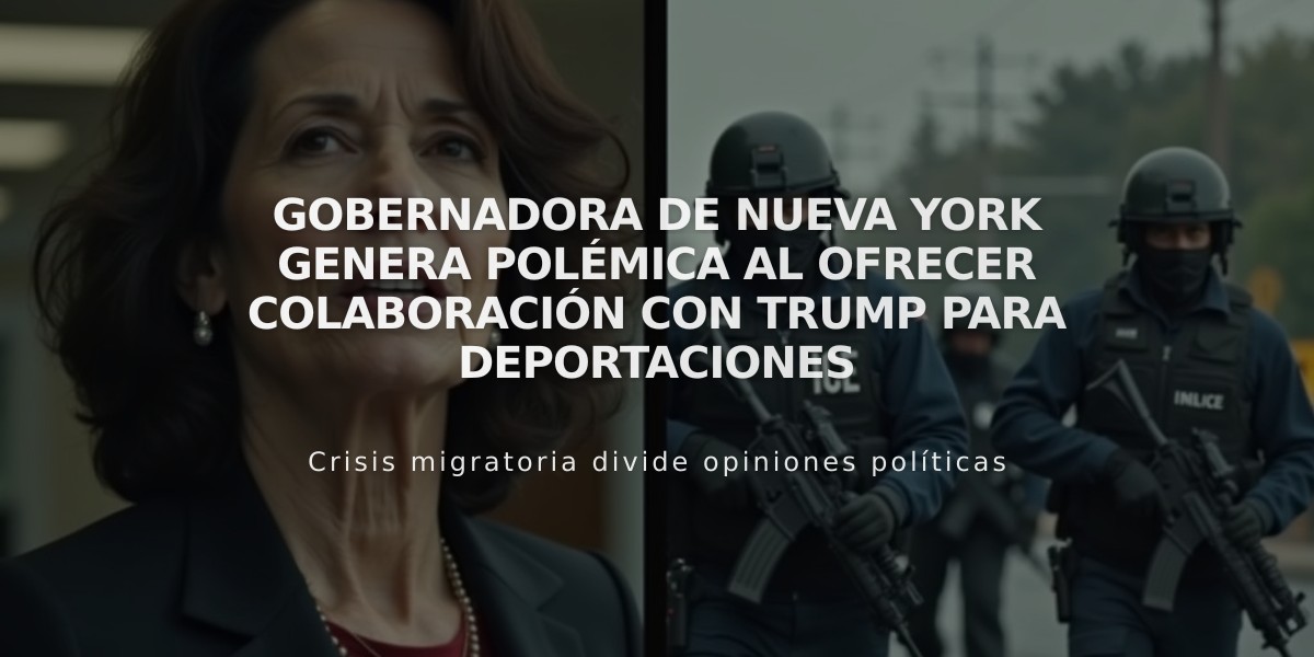 Gobernadora de Nueva York genera polémica al ofrecer colaboración con Trump para deportaciones