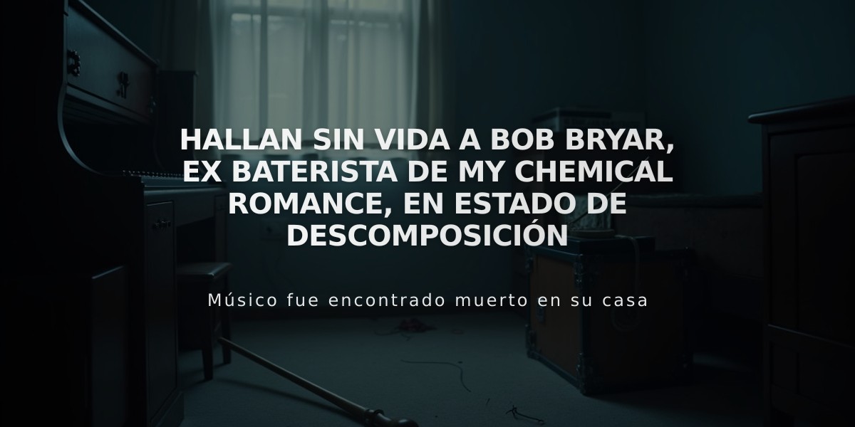 Hallan sin vida a Bob Bryar, ex baterista de My Chemical Romance, en estado de descomposición