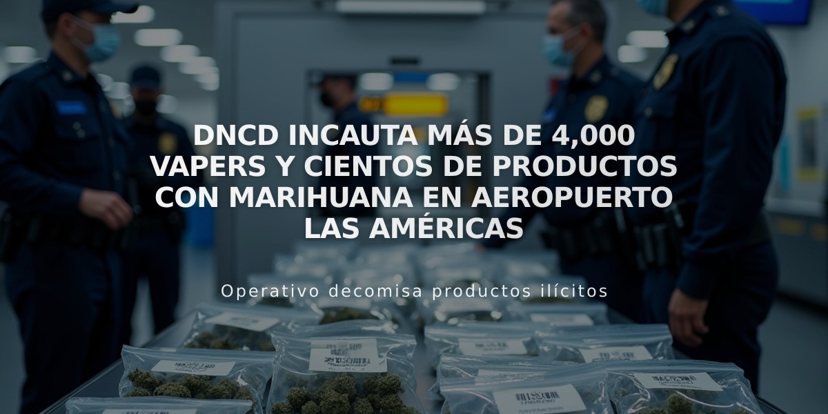 DNCD incauta más de 4,000 vapers y cientos de productos con marihuana en aeropuerto Las Américas