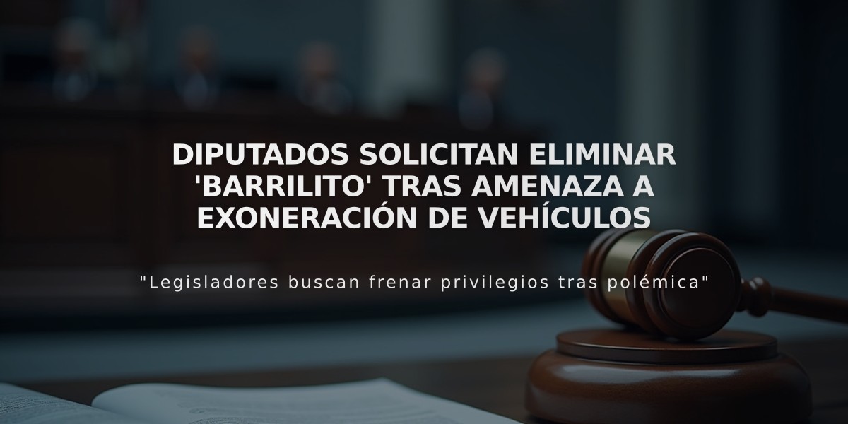 Diputados solicitan eliminar 'barrilito' tras amenaza a exoneración de vehículos