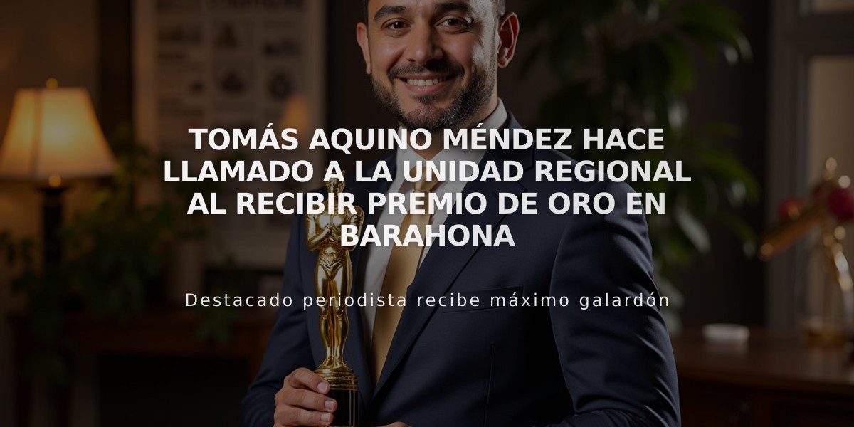 Tomás Aquino Méndez hace llamado a la unidad regional al recibir Premio de Oro en Barahona