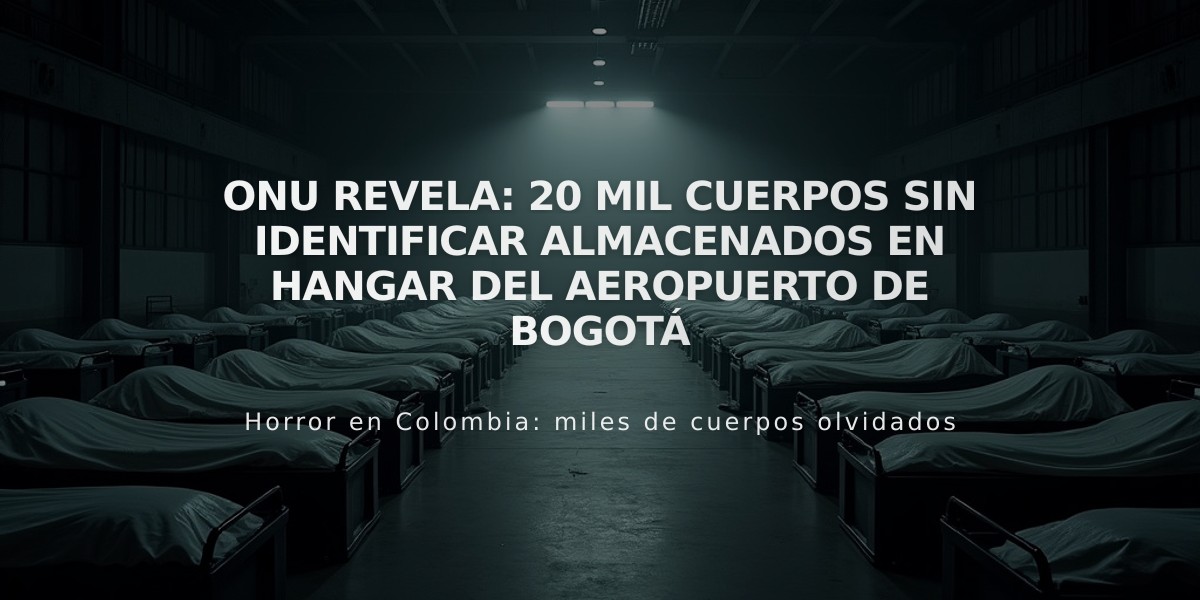 ONU revela: 20 mil cuerpos sin identificar almacenados en hangar del aeropuerto de Bogotá