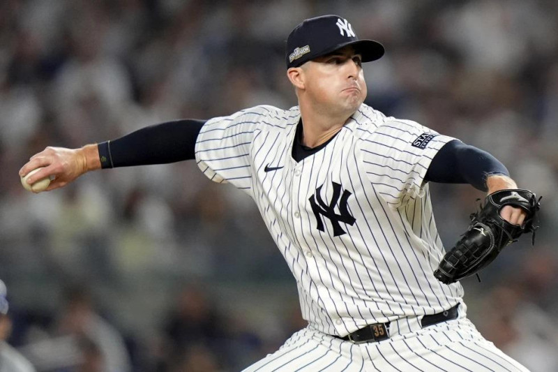 Lanzador de los Yankees en acción