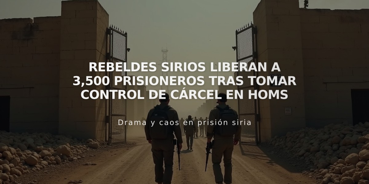 Rebeldes sirios liberan a 3,500 prisioneros tras tomar control de cárcel en Homs