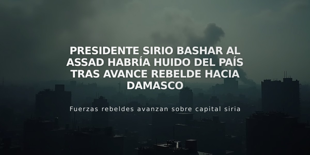 Presidente sirio Bashar al Assad habría huido del país tras avance rebelde hacia Damasco