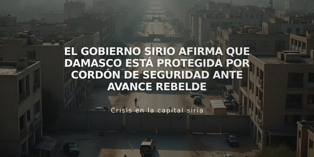 El gobierno sirio afirma que Damasco está protegida por cordón de seguridad ante avance rebelde