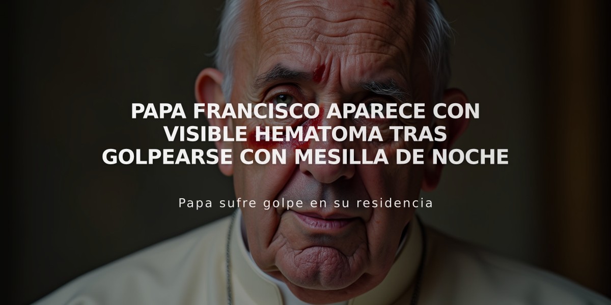 Papa Francisco aparece con visible hematoma tras golpearse con mesilla de noche