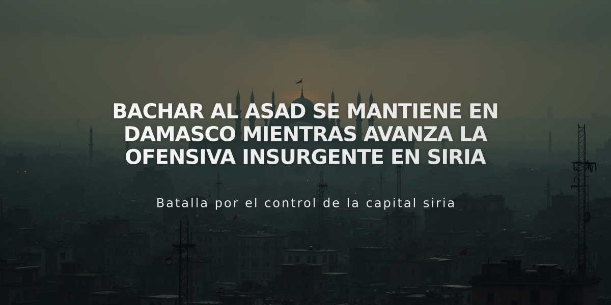 Bachar al Asad se mantiene en Damasco mientras avanza la ofensiva insurgente en Siria