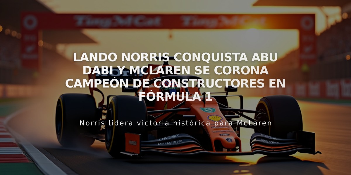 Lando Norris conquista Abu Dabi y McLaren se corona campeón de constructores en Fórmula 1