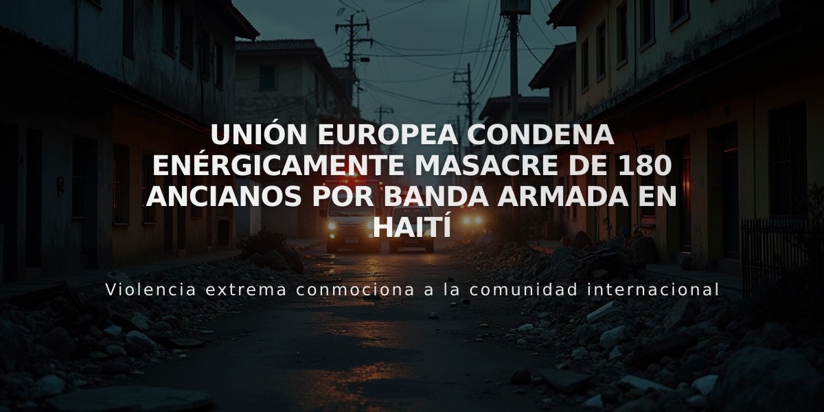 Unión Europea condena enérgicamente masacre de 180 ancianos por banda armada en Haití