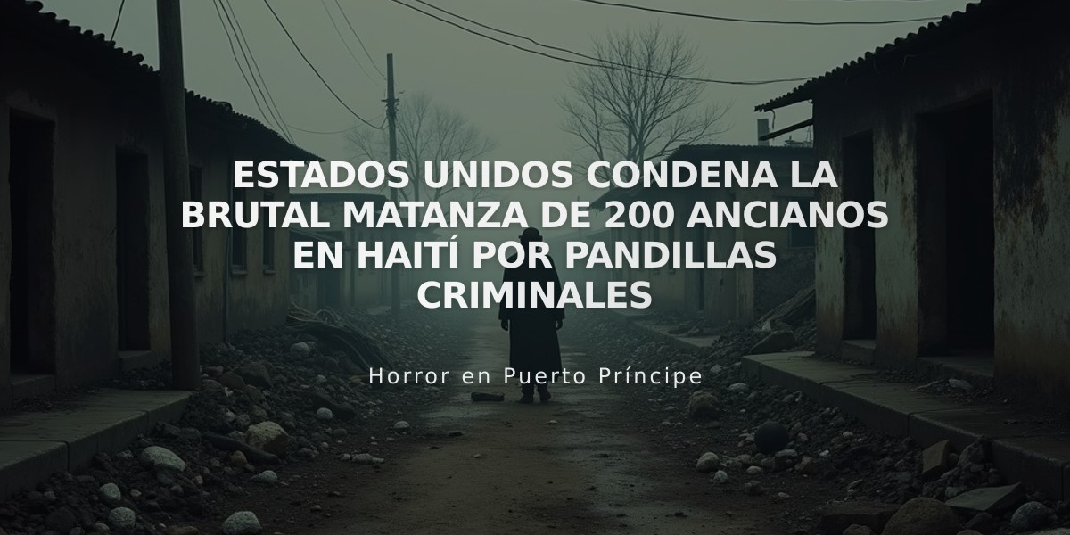 Estados Unidos condena la brutal matanza de 200 ancianos en Haití por pandillas criminales