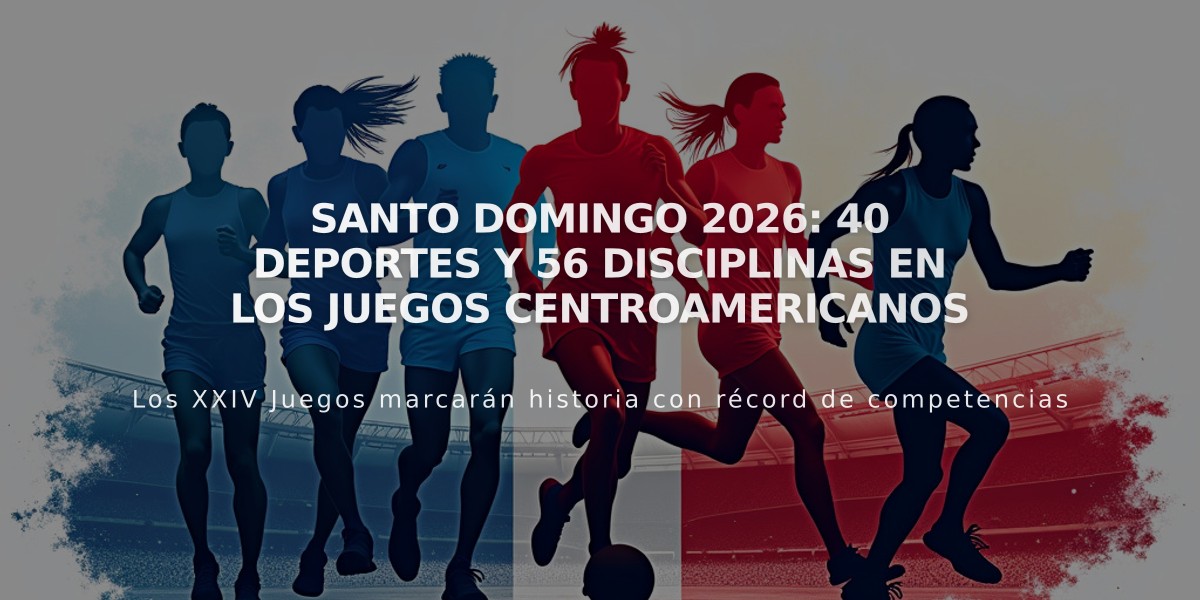 Santo Domingo 2026: 40 deportes y 56 disciplinas en los Juegos Centroamericanos