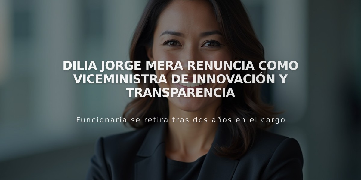 Dilia Jorge Mera renuncia como viceministra de Innovación y Transparencia