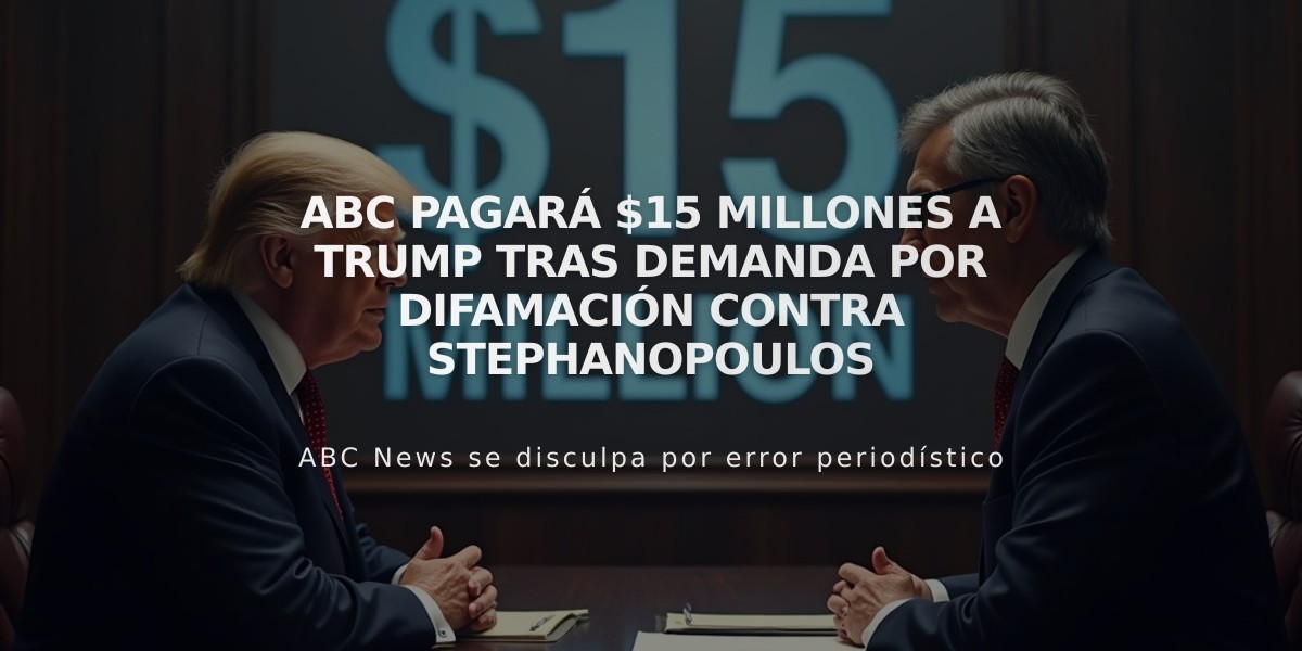 ABC pagará $15 millones a Trump tras demanda por difamación contra Stephanopoulos