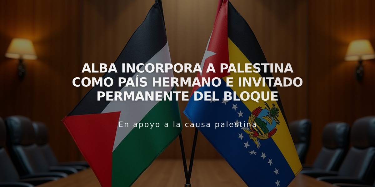 ALBA incorpora a Palestina como país hermano e invitado permanente del bloque