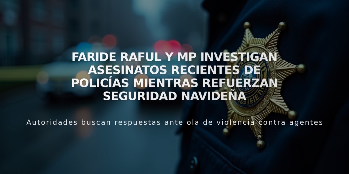 Faride Raful y MP investigan asesinatos recientes de policías mientras refuerzan seguridad navideña