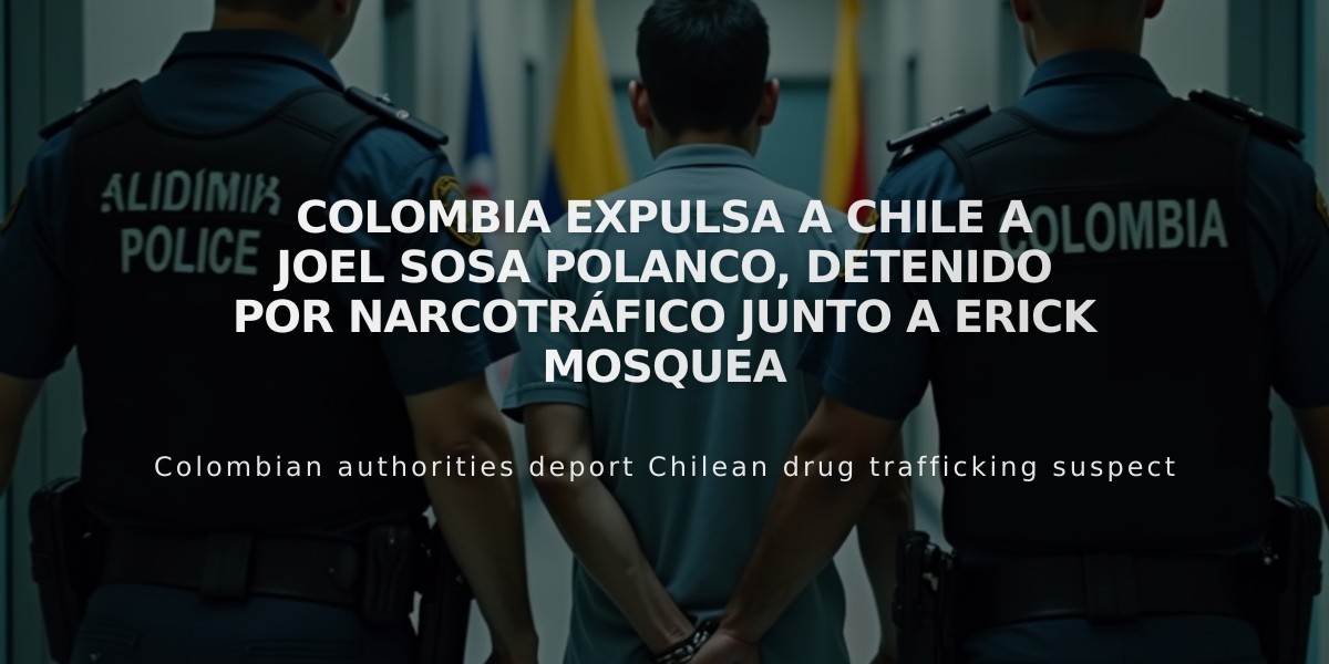 Colombia expulsa a Chile a Joel Sosa Polanco, detenido por narcotráfico junto a Erick Mosquea