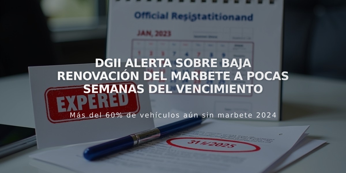 DGII alerta sobre baja renovación del marbete a pocas semanas del vencimiento