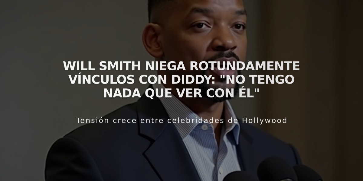 Will Smith niega rotundamente vínculos con Diddy: "No tengo nada que ver con él"