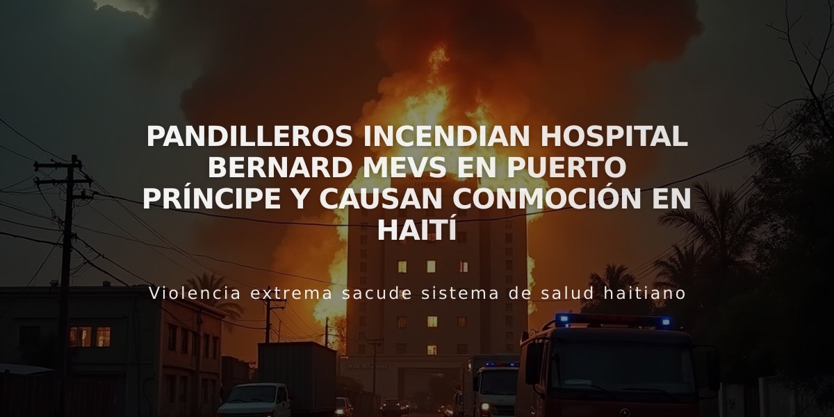 Pandilleros incendian hospital Bernard Mevs en Puerto Príncipe y causan conmoción en Haití