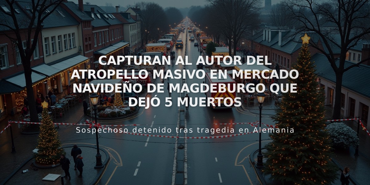 Capturan al autor del atropello masivo en mercado navideño de Magdeburgo que dejó 5 muertos