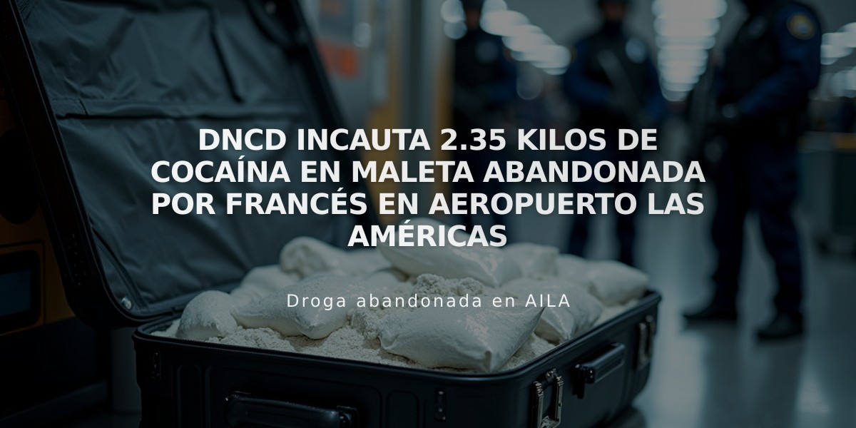 DNCD incauta 2.35 kilos de cocaína en maleta abandonada por francés en aeropuerto Las Américas