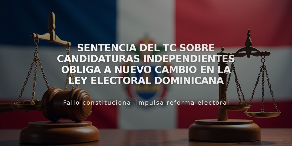 Sentencia del TC sobre candidaturas independientes obliga a nuevo cambio en la ley electoral dominicana