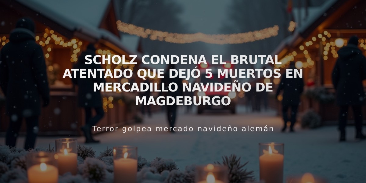 Scholz condena el brutal atentado que dejó 5 muertos en mercadillo navideño de Magdeburgo