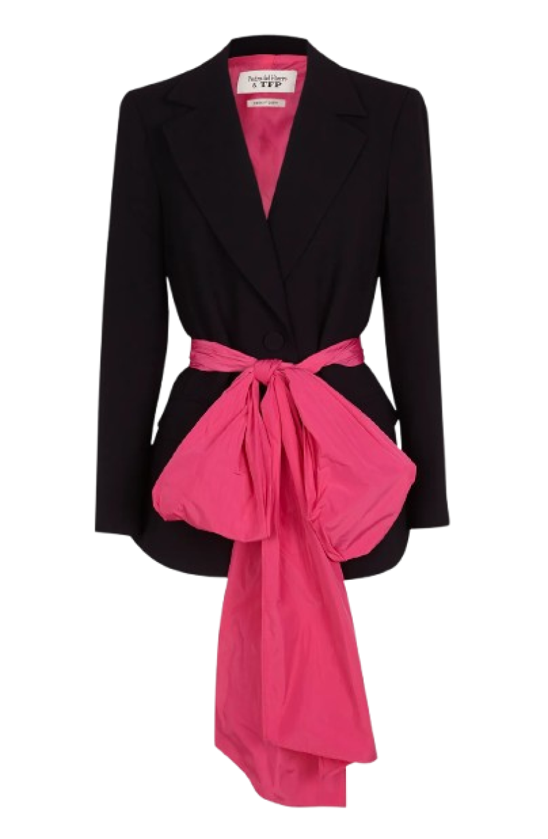 Blazer negro con banda rosa