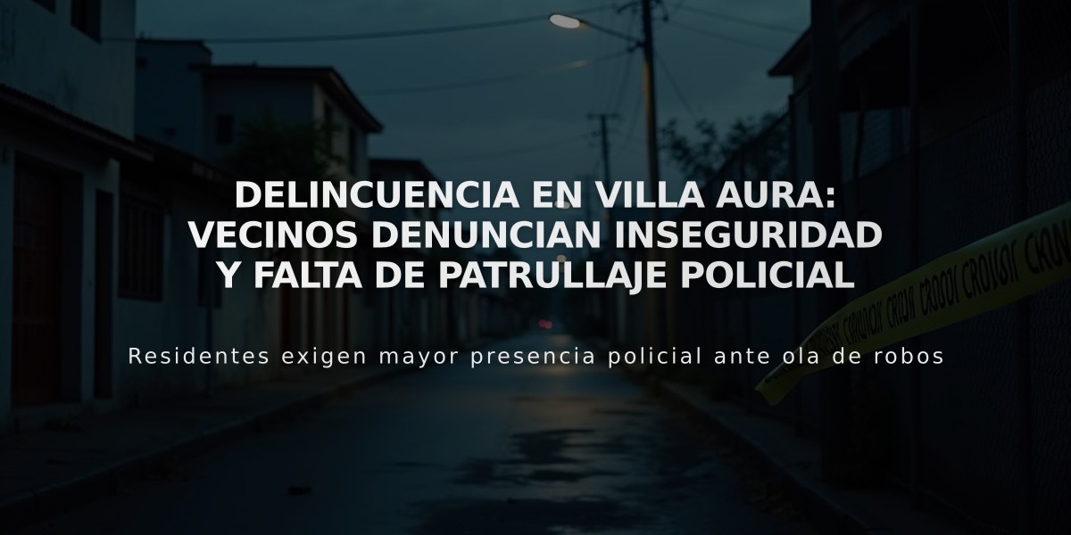 Delincuencia en Villa Aura: vecinos denuncian inseguridad y falta de patrullaje policial