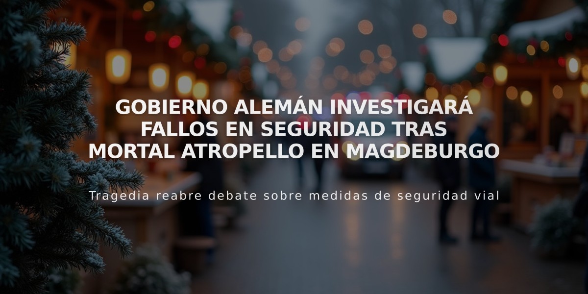 Gobierno alemán investigará fallos en seguridad tras mortal atropello en Magdeburgo