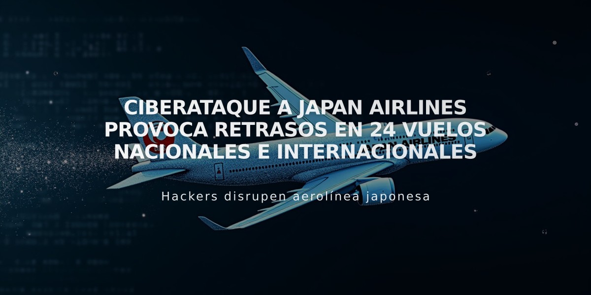 Ciberataque a Japan Airlines provoca retrasos en 24 vuelos nacionales e internacionales