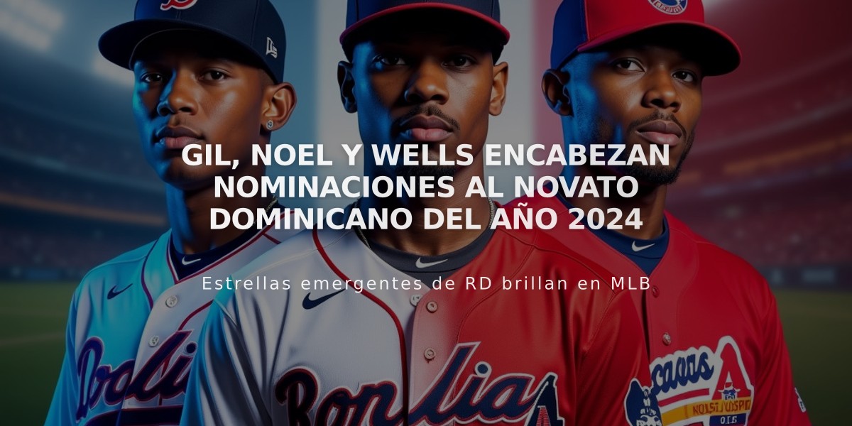 Gil, Noel y Wells encabezan nominaciones al Novato Dominicano del Año 2024