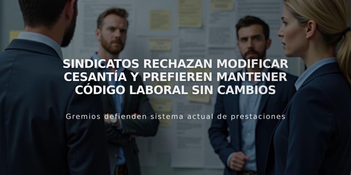 Sindicatos rechazan modificar cesantía y prefieren mantener Código Laboral sin cambios