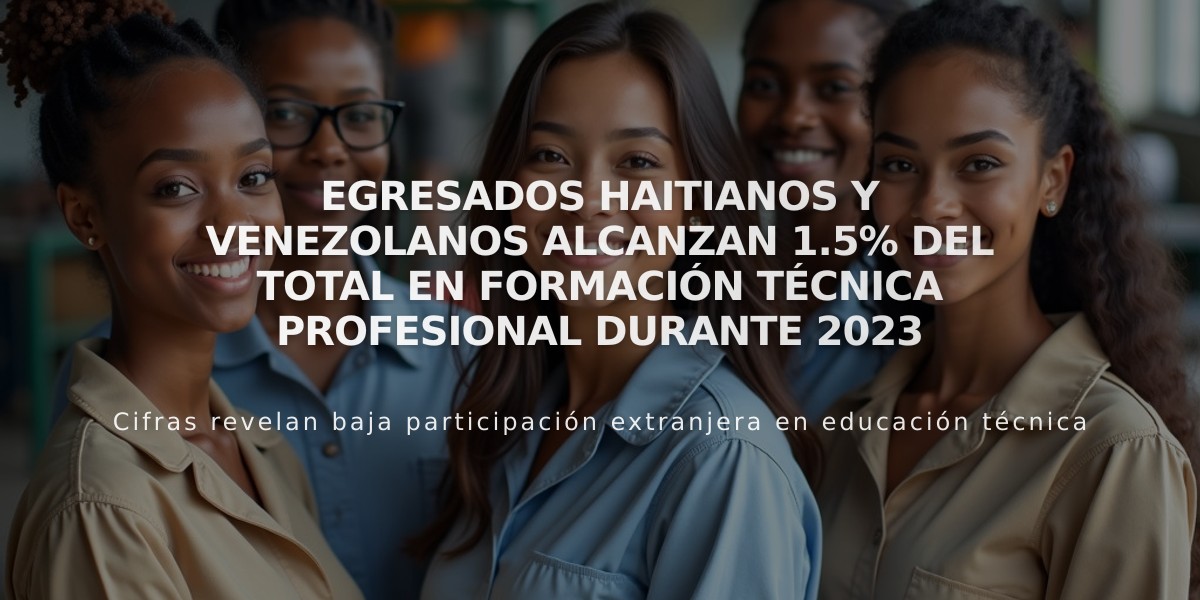 Egresados haitianos y venezolanos alcanzan 1.5% del total en formación técnica profesional durante 2023