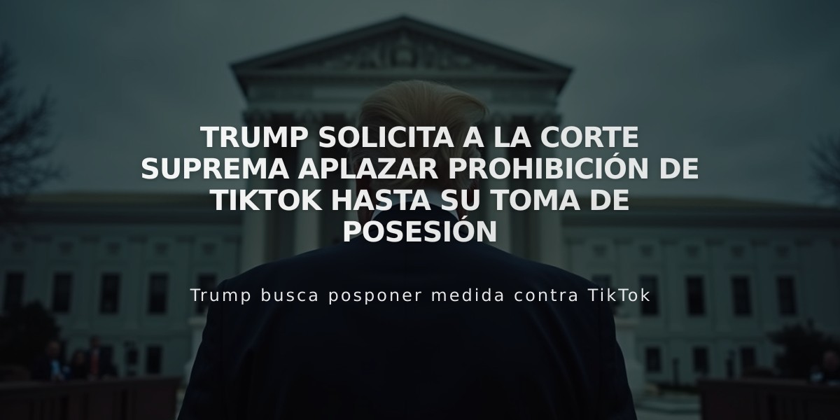 Trump solicita a la Corte Suprema aplazar prohibición de TikTok hasta su toma de posesión