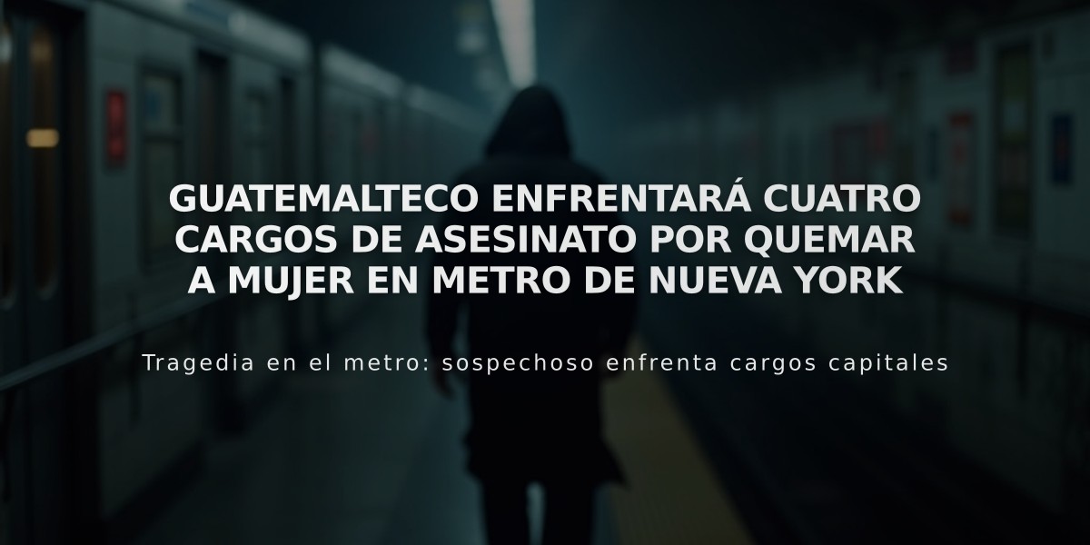 Guatemalteco enfrentará cuatro cargos de asesinato por quemar a mujer en metro de Nueva York