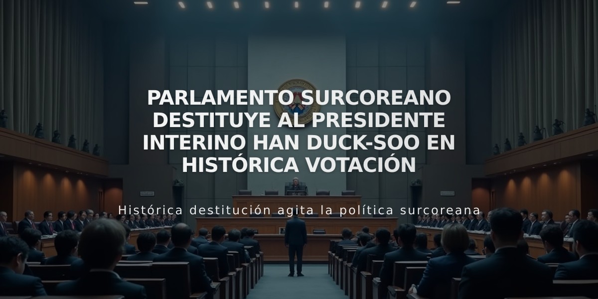 Parlamento surcoreano destituye al presidente interino Han Duck-soo en histórica votación