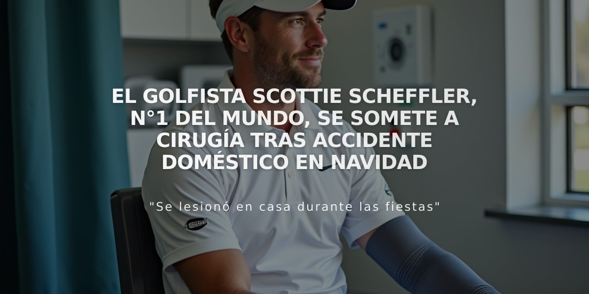 El golfista Scottie Scheffler, N°1 del mundo, se somete a cirugía tras accidente doméstico en Navidad