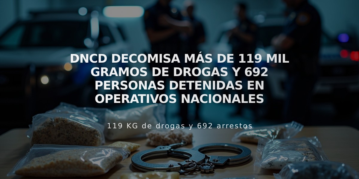 DNCD decomisa más de 119 mil gramos de drogas y 692 personas detenidas en operativos nacionales