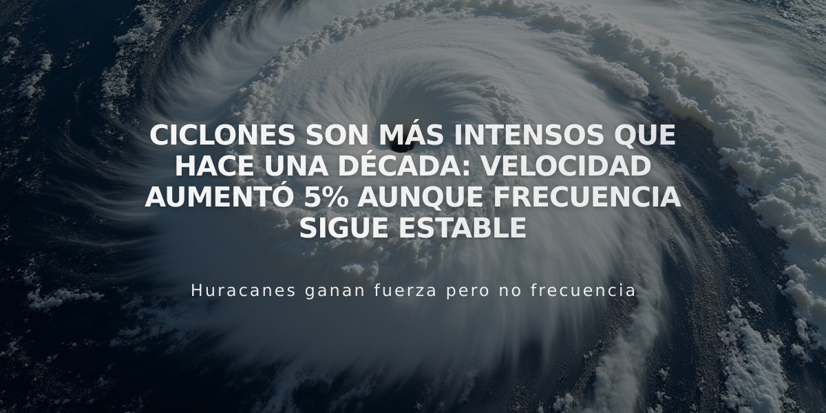 Ciclones son más intensos que hace una década: velocidad aumentó 5% aunque frecuencia sigue estable